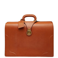 バーバリー チェック ビジネスバッグ ハンドバッグ ブラウン レザー レディース BURBERRY 【中古】