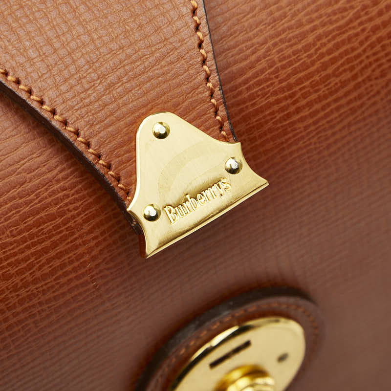 バーバリー チェック ビジネスバッグ ハンドバッグ ブラウン レザー レディース BURBERRY 【中古】