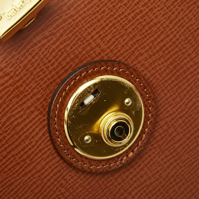 バーバリー チェック ビジネスバッグ ハンドバッグ ブラウン レザー レディース BURBERRY 【中古】