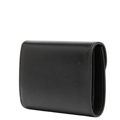 セリーヌ トリオンフ スモール フラップウォレット 三つ折り財布 ブラック レザー レディース CELINE 【中古】