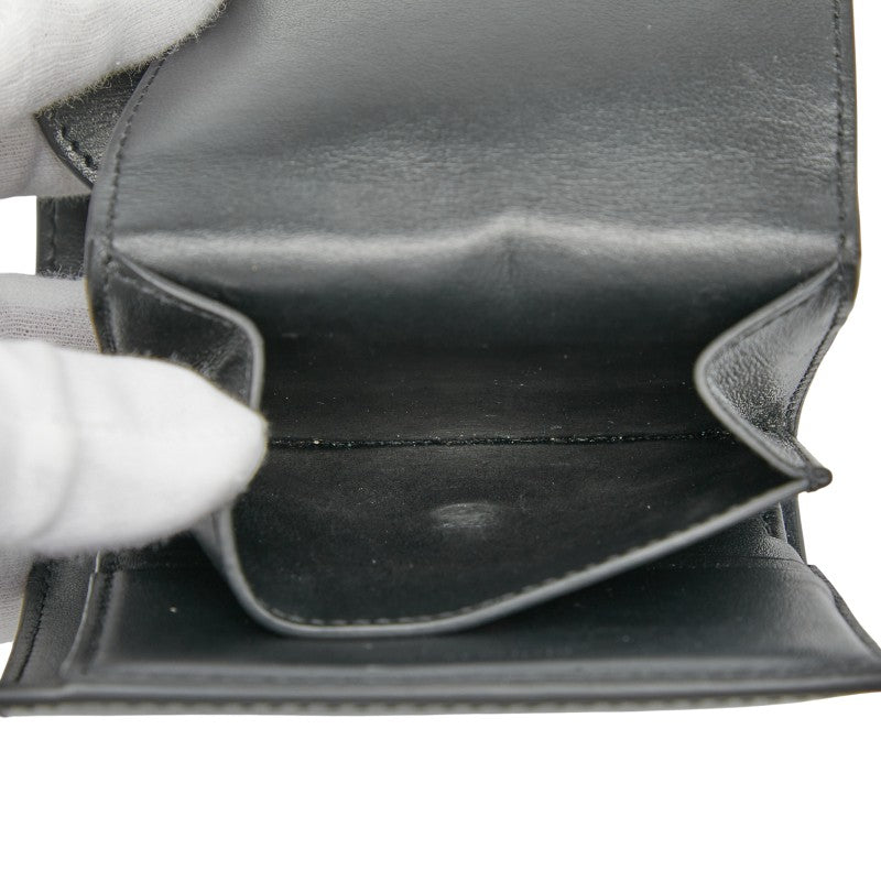 セリーヌ トリオンフ スモール フラップウォレット 三つ折り財布 ブラック レザー レディース CELINE 【中古】