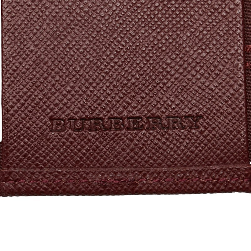 バーバリー ノバチェック 5連 キーケース ベージュ ワインレッド ナイロン レザー レディース BURBERRY 【中古】