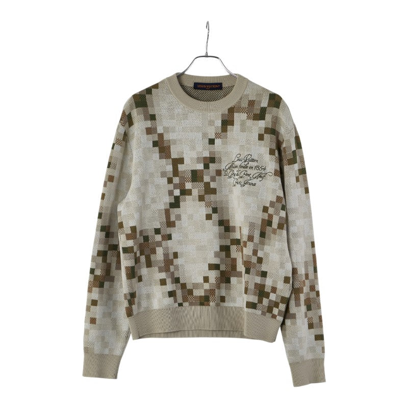 ルイ ヴィトン グラフィック クルーネック ニット セーター サイズ:M HSN29WAUR ベージュ マルチカラー コットン メンズ LOUIS VUITTON 【中古】