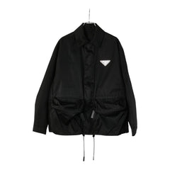 プラダ 20SS RE-NYLON トライアングルプレート テック ブルゾン ジャケット サイズ:XS SGB404 ブラック ナイロン メンズ PRADA 【中古】