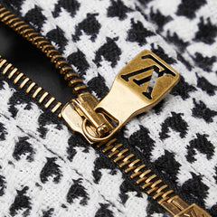 ルイ ヴィトン 25SS 千鳥格子 ブルゾン サイズ:50 ブラック ホワイト ウール レザー メンズ LOUIS VUITTON 【中古】