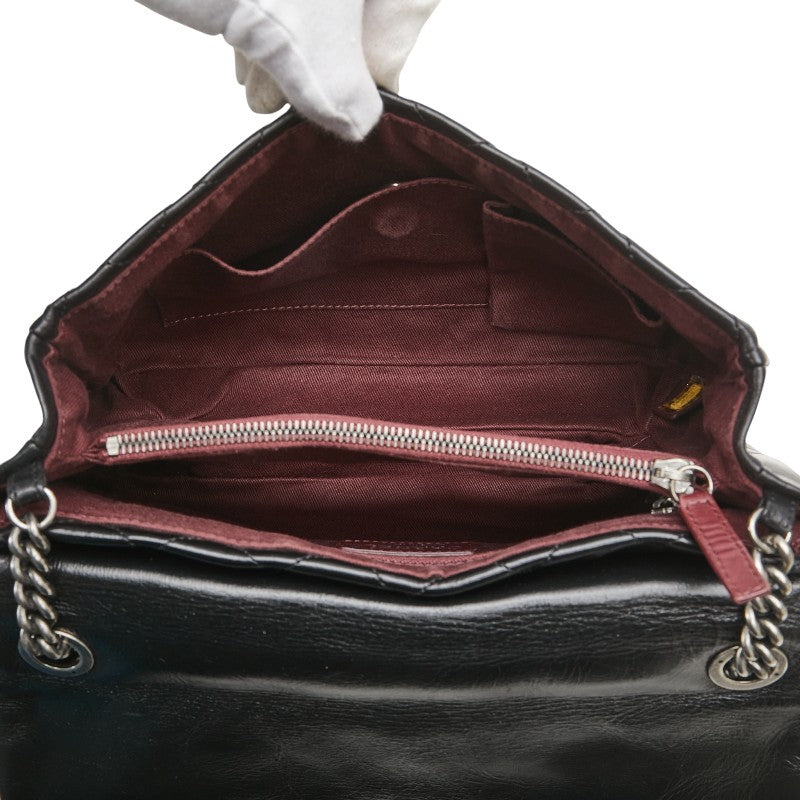 シャネル ココマーク マトラッセ 斜め掛け チェーン ショルダーバッグ ブラック レザー レディース CHANEL 【中古】