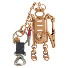 プラダ ロボット チャーム キーリング キーホルダー バッグチャーム ゴールド レッド シルバー メッキ サフィアーノレザー レディース PRADA 【中古】
