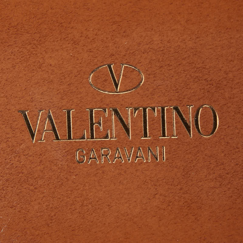 ヴァレンティノ Vロゴ サンダル サイズ:34 1/2 ブラウン ゴールド レザー レディース VALENTINO 【中古】