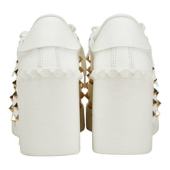 ヴァレンティノ スタッズ スニーカー サイズ:36 1/2 ホワイト ゴールド レザー レディース VALENTINO 【中古】