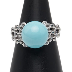 K18WG ホワイトゴールド トルコ石10.3mm ダイヤ0.20ct リング 指輪 レディース 12号 【中古】