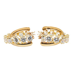 K18YG イエローゴールド キュービックジルコニア フープピアス レディース 【中古】