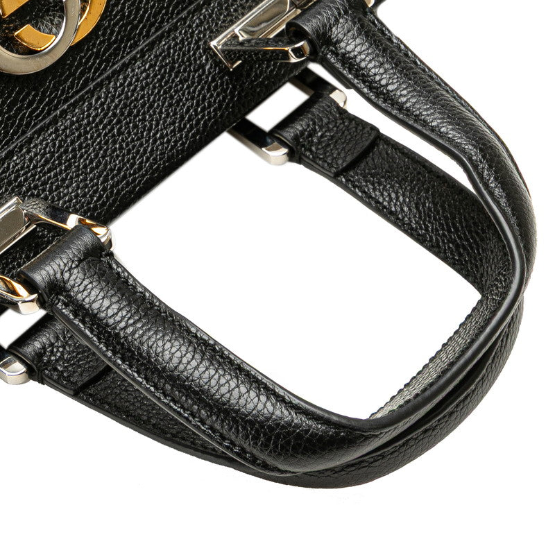 グッチ ズゥミ スモール ハンドバッグ ショルダーバッグ 2WAY 569712 ブラック レザー レディース GUCCI 【中古】