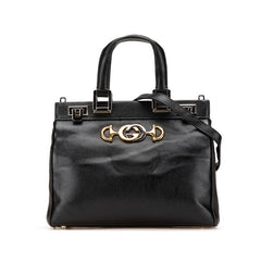 グッチ ズゥミ スモール ハンドバッグ ショルダーバッグ 2WAY 569712 ブラック レザー レディース GUCCI 【中古】