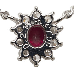 Pt900 プラチナ Pt850 プラチナ ルビー0.21ct ダイヤ0.13ct ペンダントネックレス レディース 【中古】