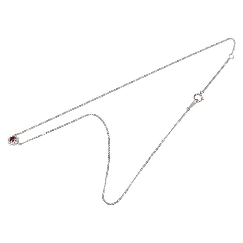 Pt900 プラチナ Pt850 プラチナ ルビー0.21ct ダイヤ0.13ct ペンダントネックレス レディース 【中古】