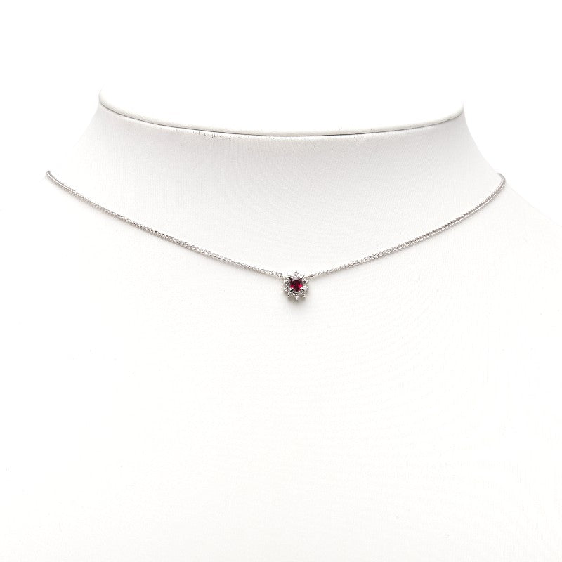 Pt900 プラチナ Pt850 プラチナ ルビー0.21ct ダイヤ0.13ct ペンダントネックレス レディース 【中古】