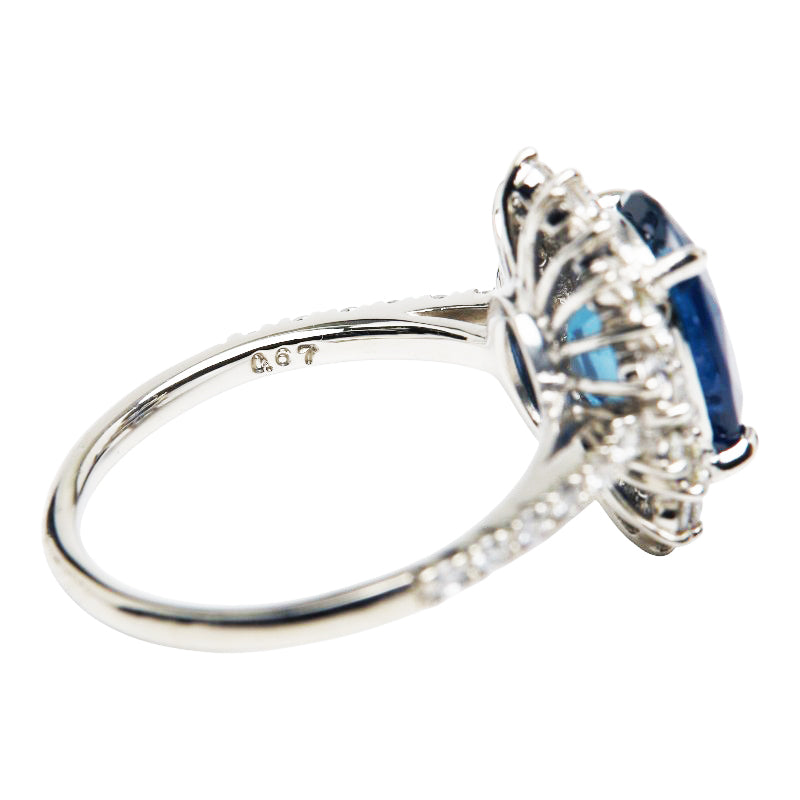 Pt900 プラチナ サファイア4.065ct ダイヤ0.67ct リング 指輪 レディース 12号 【中古】