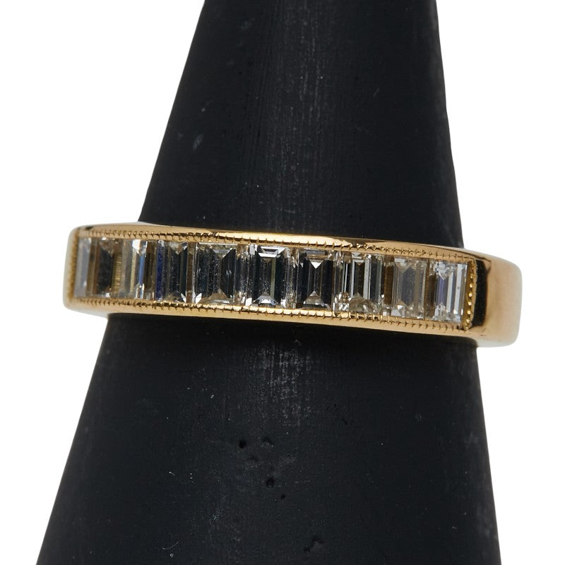 K18YG イエローゴールド ダイヤ1.04ct 一文字 リング 指輪 レディース 13号 【中古】
