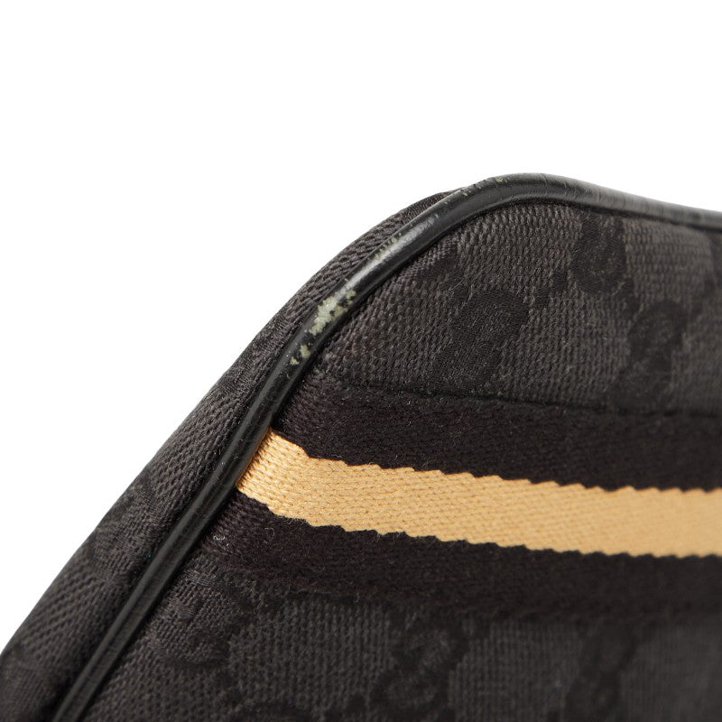 グッチ GGキャンバス 斜め掛け ショルダーバッグ 144388 ブラック キャンバス レザー レディース GUCCI 【中古】