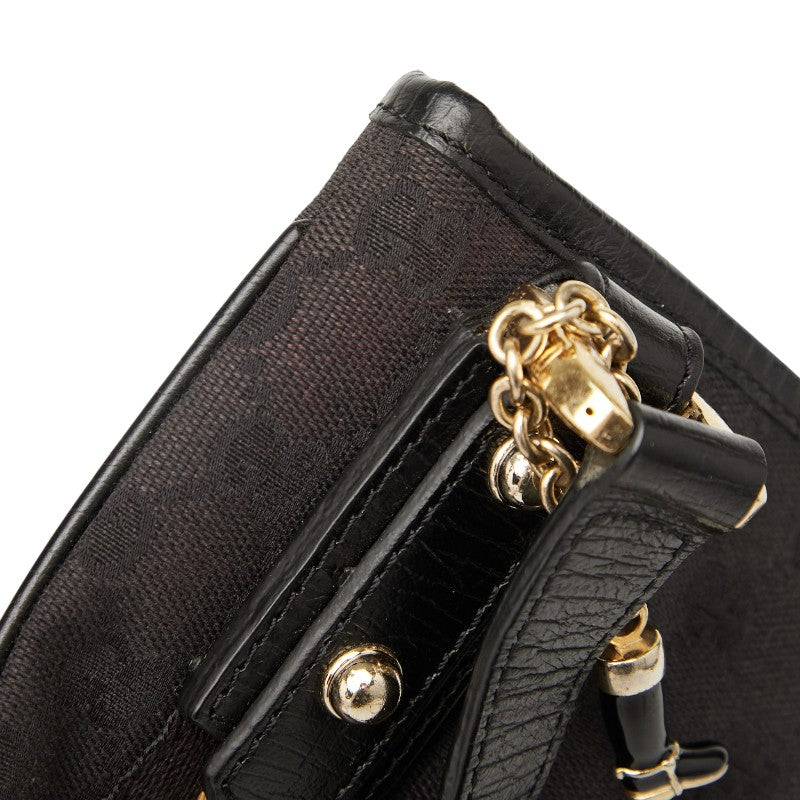 グッチ GGキャンバス 斜め掛け ショルダーバッグ 144388 ブラック キャンバス レザー レディース GUCCI 【中古】