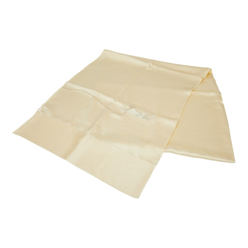 カルティエ ロゴ パンテール モチーフ ストール ホワイト アイボリー シルク レディース CARTIER 【中古】