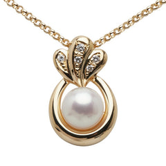 タサキ K18YG イエローゴールド アコヤパール7.7mm ダイヤ0.05ct ペンダントネックレス レディース TASAKI 【中古】