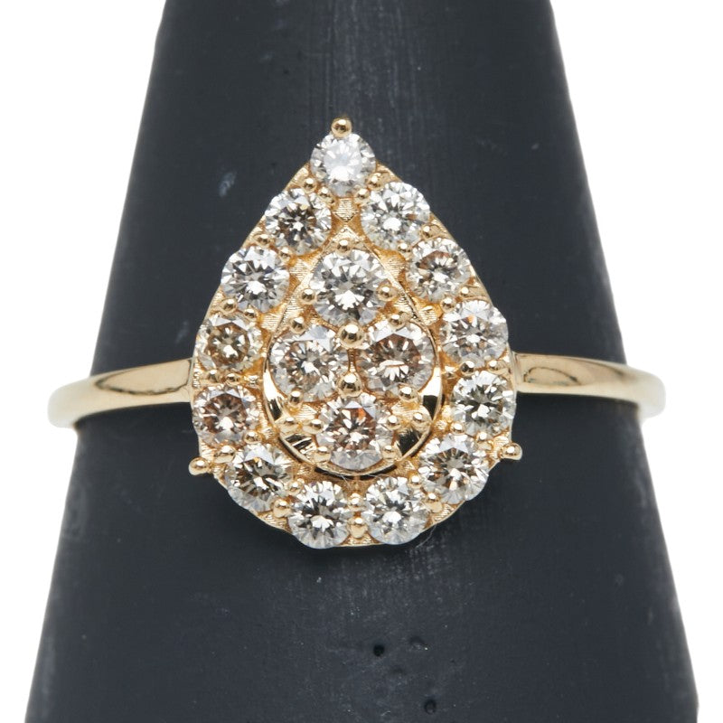 K18YG イエローゴールド ダイヤ0.60ct 雫 モチーフ リング 指輪 レディース 12号 【中古】