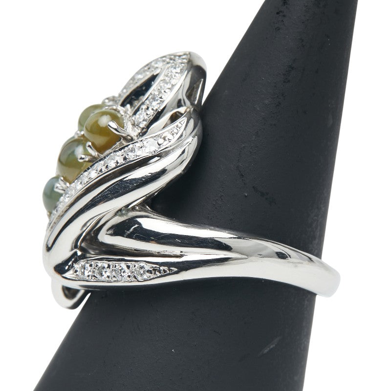 Pt900 プラチナ キャッツアイ2.23ct ダイヤ0.50ct リング 指輪 レディース 16.5号 【中古】