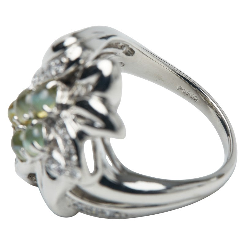 Pt900 プラチナ キャッツアイ2.23ct ダイヤ0.50ct リング 指輪 レディース 16.5号 【中古】