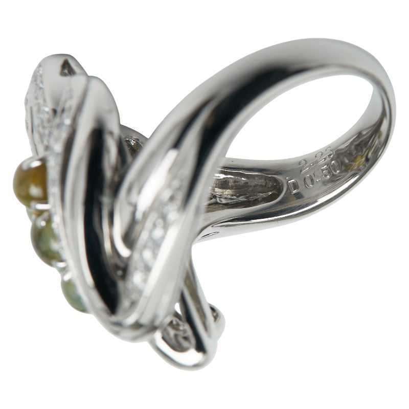 Pt900 プラチナ キャッツアイ2.23ct ダイヤ0.50ct リング 指輪 レディース 16.5号 【中古】