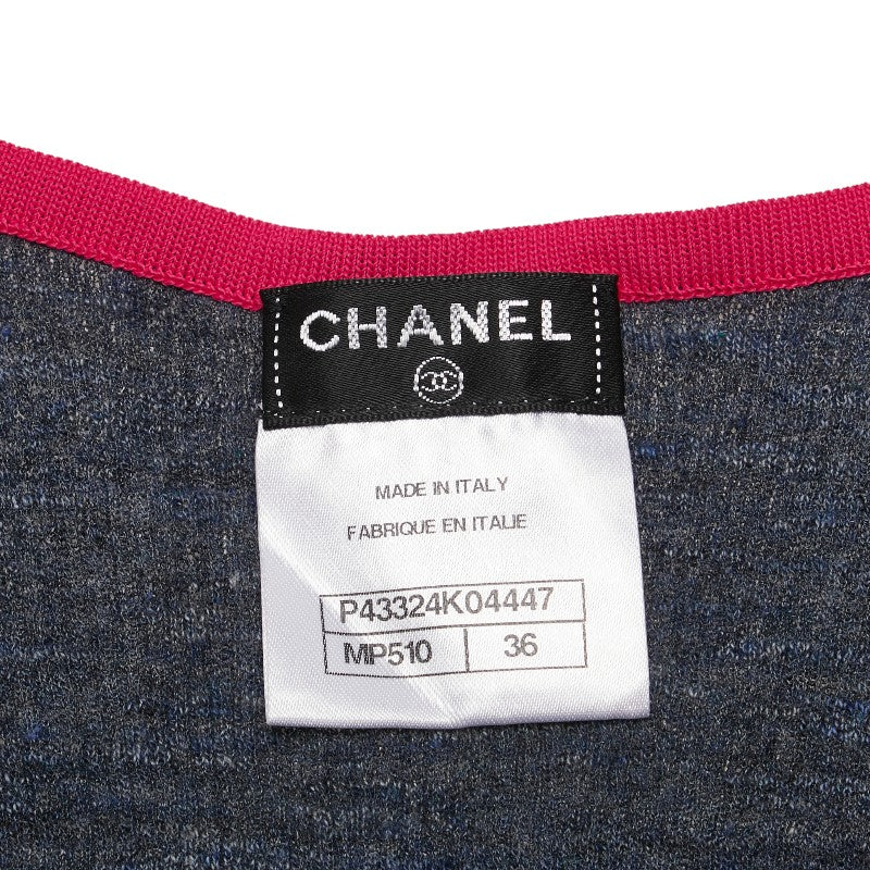 シャネル ココマーク Vネックタンクトップ サイズ:36 ネイビー コットン レーヨン レディース CHANEL 【中古】