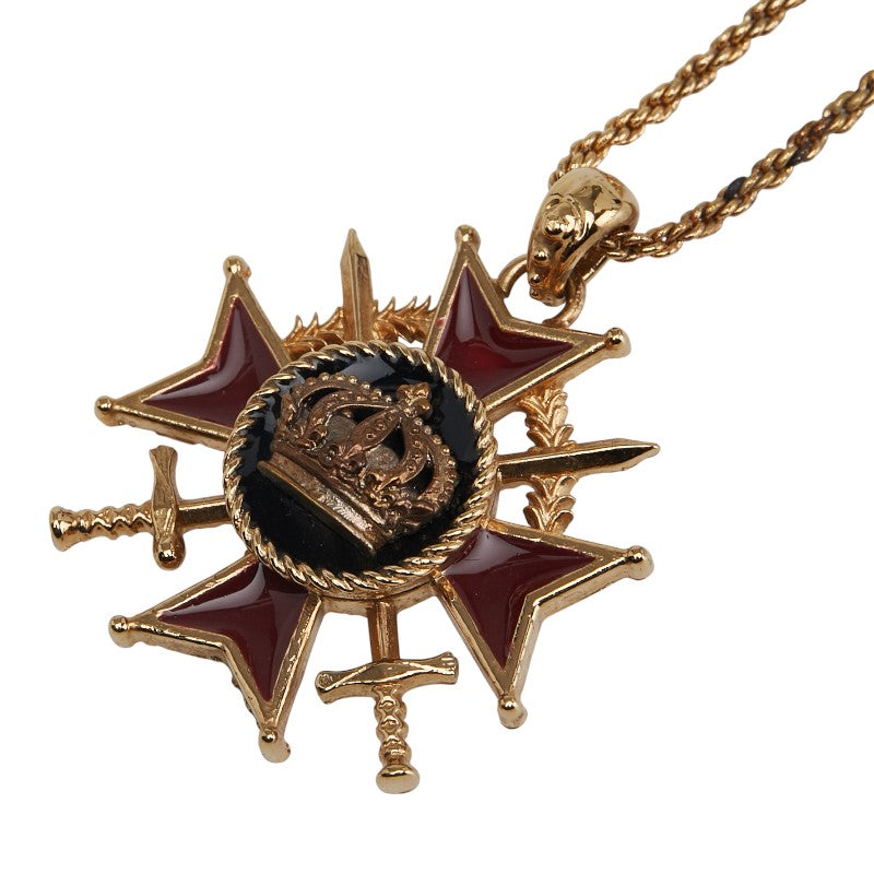 ドルチェアンドガッバーナ 王冠 クラウン 勲章 モチーフ ネックレス ゴールド メッキ メンズ DOLCE&GABBANA 【中古】