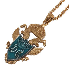 ドルチェアンドガッバーナ クレスト 紋章 モチーフ ネックレス ゴールド ブルー メッキ メンズ DOLCE&GABBANA 【中古】