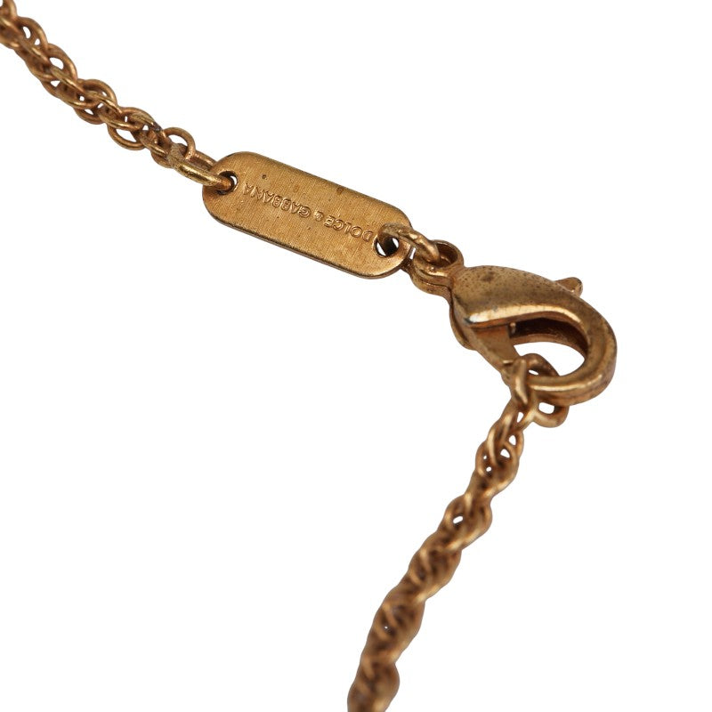 ドルチェアンドガッバーナ クレスト 紋章 モチーフ ネックレス ゴールド ブルー メッキ メンズ DOLCE&GABBANA 【中古】