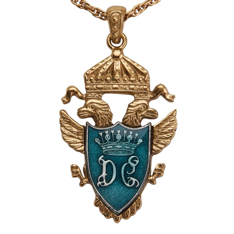 ドルチェアンドガッバーナ クレスト 紋章 モチーフ ネックレス ゴールド ブルー メッキ メンズ DOLCE&GABBANA 【中古】