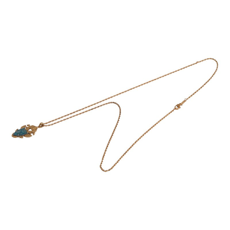 ドルチェアンドガッバーナ クレスト 紋章 モチーフ ネックレス ゴールド ブルー メッキ メンズ DOLCE&GABBANA 【中古】