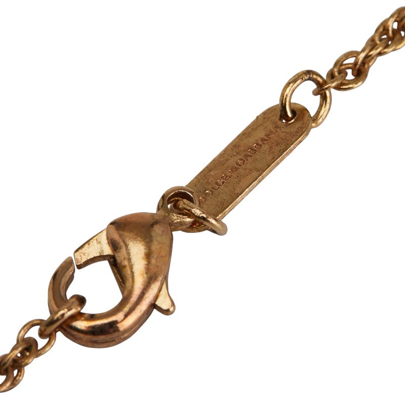 ドルチェアンドガッバーナ クレスト 紋章 モチーフ ネックレス ゴールド ブルー メッキ メンズ DOLCE&GABBANA 【中古】