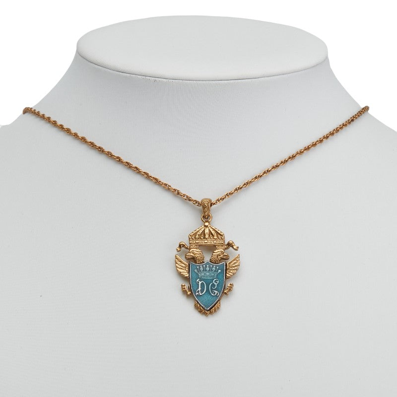 ドルチェアンドガッバーナ クレスト 紋章 モチーフ ネックレス ゴールド ブルー メッキ メンズ DOLCE&GABBANA 【中古】