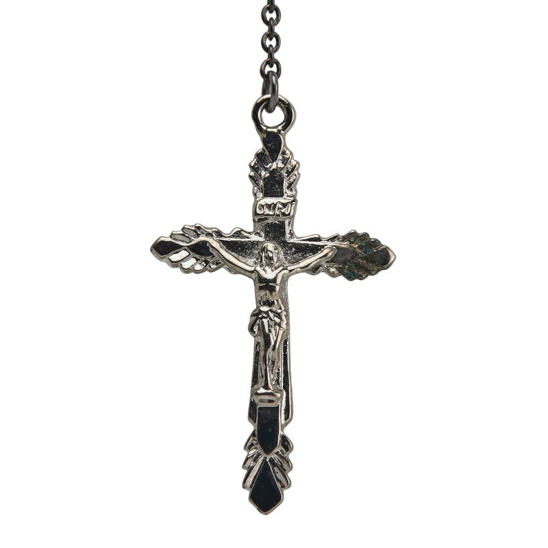 ドルチェアンドガッバーナ ロザリオ クロス ネックレス シルバー ブラック レッド メタル メンズ DOLCE&GABBANA 【中古】