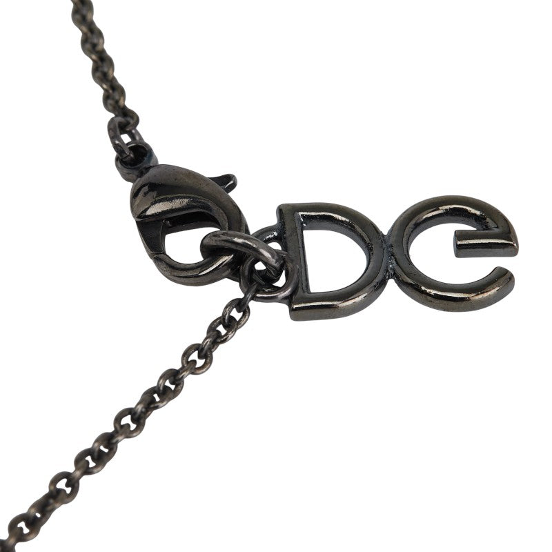 ドルチェアンドガッバーナ ロザリオ クロス ネックレス シルバー ブラック レッド メタル メンズ DOLCE&GABBANA 【中古】