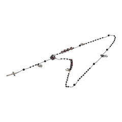 ドルチェアンドガッバーナ ロザリオ クロス ネックレス シルバー ブラック レッド メタル メンズ DOLCE&GABBANA 【中古】
