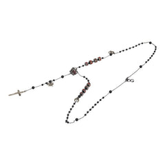 ドルチェアンドガッバーナ ロザリオ クロス ネックレス シルバー ブラック レッド メタル メンズ DOLCE&GABBANA 【中古】