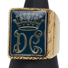 ドルチェアンドガッバーナ DCロゴ クラウン 王冠 モチーフ リング 指輪 ゴールド ブルー メッキ メンズ DOLCE&GABBANA 【中古】