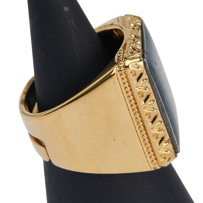 ドルチェアンドガッバーナ DCロゴ クラウン 王冠 モチーフ リング 指輪 ゴールド ブルー メッキ メンズ DOLCE&GABBANA 【中古】