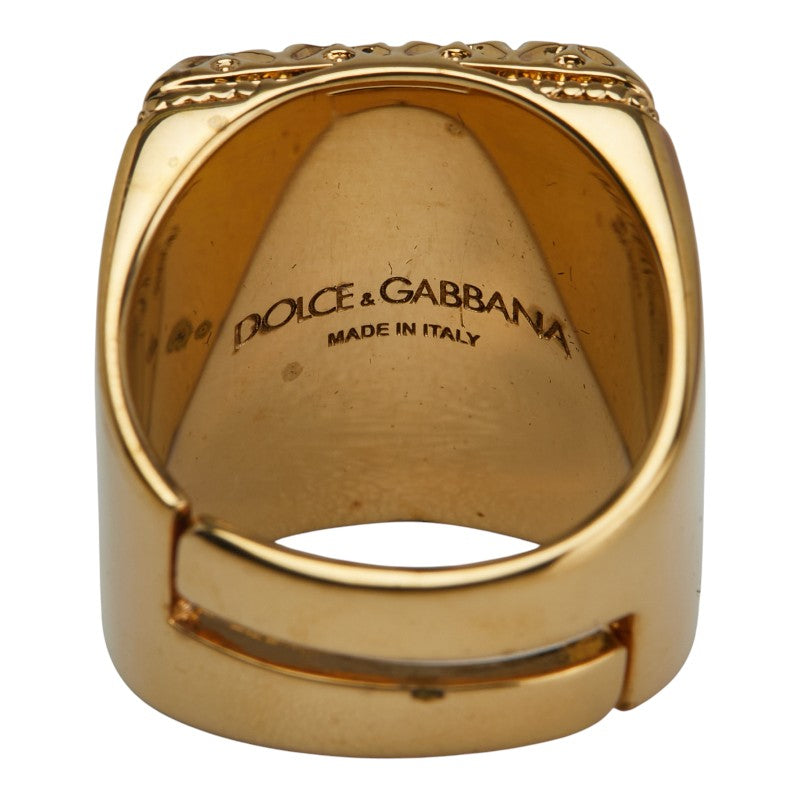 ドルチェアンドガッバーナ DCロゴ クラウン 王冠 モチーフ リング 指輪 ゴールド ブルー メッキ メンズ DOLCE&GABBANA 【中古】