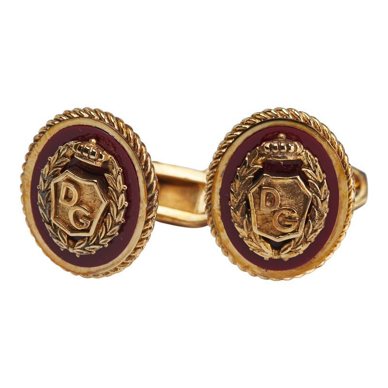 ドルチェアンドガッバーナ DGロゴ オーバル モチーフ カフス ゴールド レッド メッキ メンズ DOLCE&GABBANA 【中古】