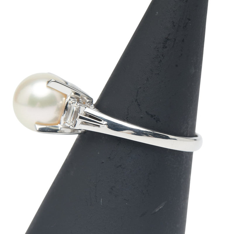 Pt900 プラチナ アコヤパール9.1mm ダイヤ0.164ct リング 指輪 レディース 13.5号 【中古】