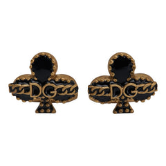 ドルチェアンドガッバーナ DGロゴ クローバー チェーン モチーフ カフス ゴールド ブラック メッキ メンズ DOLCE&GABBANA 【中古】