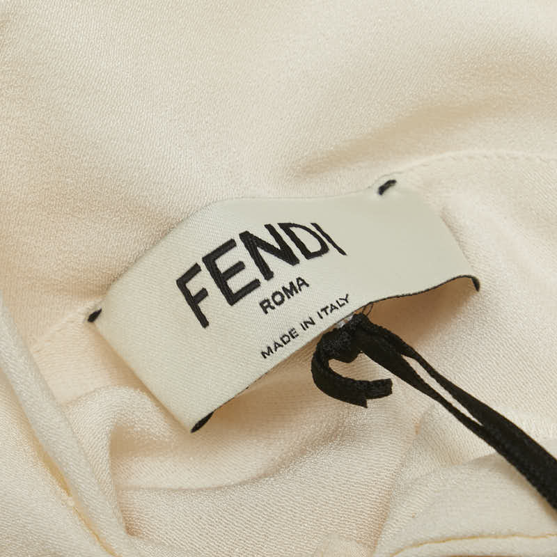 フェンディ エンブロイダリーマキシドレス ロングワンピース サイズ:40 FDB745 アイボリー ブラック シルク レディース FENDI 【中古】