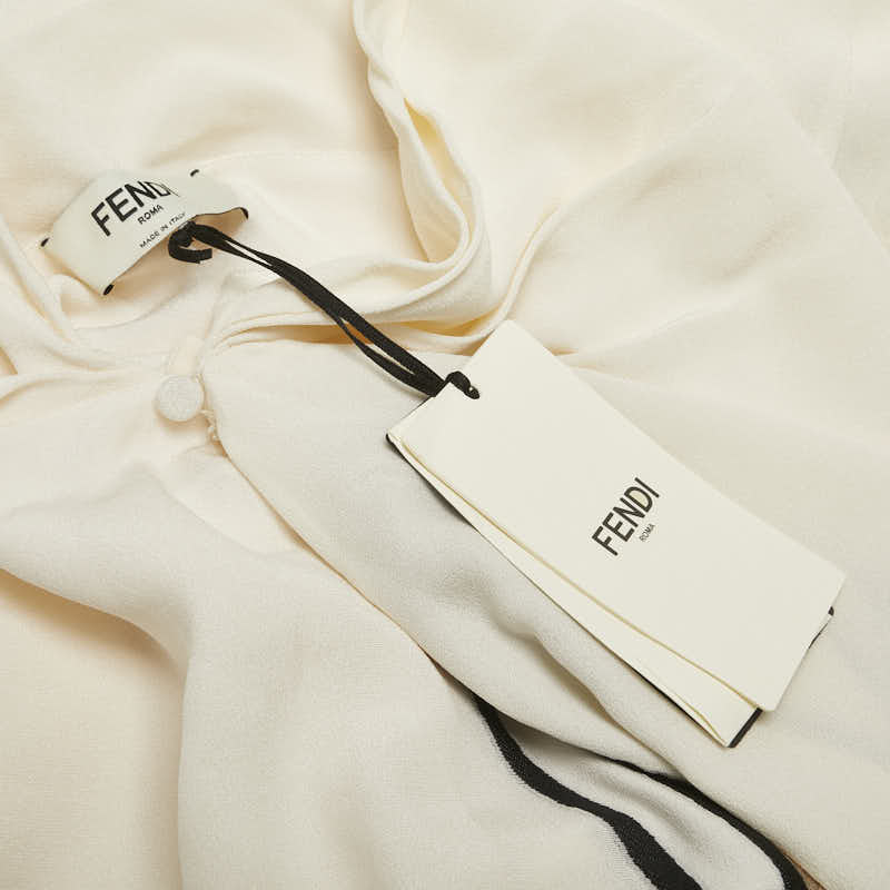 フェンディ エンブロイダリーマキシドレス ロングワンピース サイズ:40 FDB745 アイボリー ブラック シルク レディース FENDI 【中古】